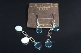 Carolee Sterling Silver 925 Faceted Blue Stone Hook Post Earring 