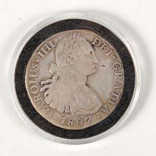 1807 Carolus IIII Dei Gratia 8 Real Reales Silver Coin w Chop Marks 