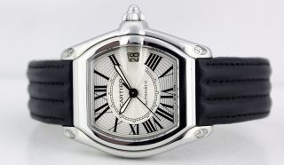 Cartier Stainless Steel Mens 38mm Roadster 2510 Silver Roman Sant 