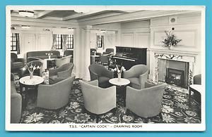 Captain Cook Drawing Room Donaldson Line Real Photographic Postcard 