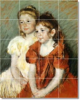 young girls by mary cassatt 30x24 inch ceramic tile mural using 20 6x6 