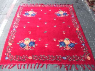 Original Antique Moroccan Wool Carpet Rug Hand Made 230x195 cm 90 5x76 