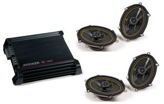 KICKER CAR STEREO DX200.4 AMPLIFIER & TWO PAIRS DS680 5X7 6X8 SPEAKER 