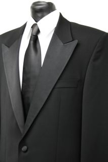 Hugo Boss Mens Tuxedo Solid Black Cary Grant Flat Front