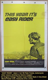 Original Easy Rider Movie Poster 1969 Peter Fonda Motorcycle Biker 