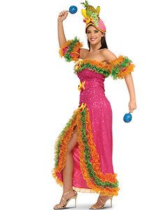 Sexy Multicoloured Carmen Miranda Fruit Princess Tropical Halloween 