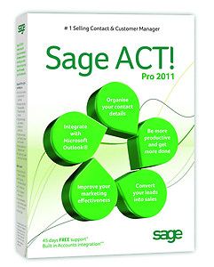 Sage ACT Pro 2011 NEW, FULL VERSION, plus 9 other programs 