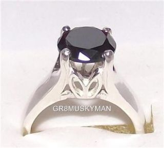 64 Ct RARE 100 Grade AAA Huge Black Diamond Tulip Style Ring Size 7 