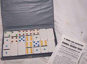 DOMINO BY CARDINAL MEXICAN TRAIN WITH 16 GAME INSTRUCTION EUC