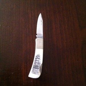 Parker Cut Co Small Lockback Knife Scrimshaw Parker Frost Surgical 