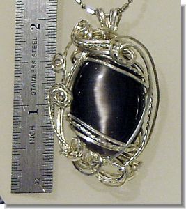 Catseye Pendant One of Kind Sculptured Art Ster Silver