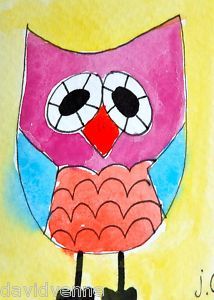 Jeanette Carlstrom Pastel Little Owl Folk 8 x 10 Print