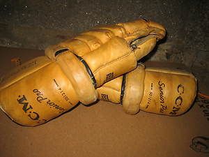 Vintage CCM Senior Pro Brown Leather Hockey Gloves