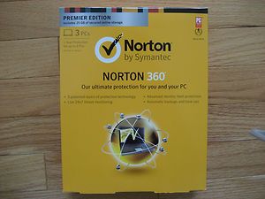    Retail Symantec NORTON 360 PREMIER V7 0 3PC CD 2013 Version 7 New