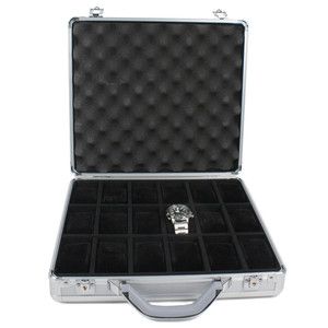Watch Case for 18 Watches Collectors Briefcase Aluminum with Handle 