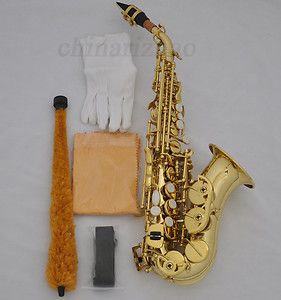 AAA new gold soprano sax Curved saxophone with case mouthpiece