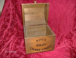 Cedar Wooden River Pilot Chart Chest Unknown Origin Maker or Circa 