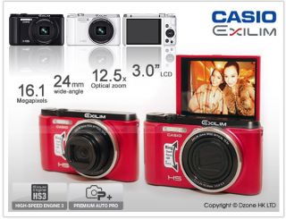 Casio Exilim EX ZR1000 16 1MP 12 5X 3 LCD High Speed Digital Camera 