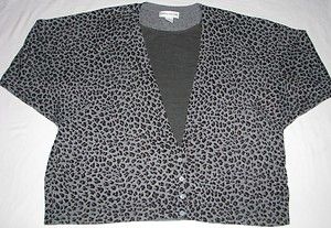 Cathy Daniels Leopard Print Cardigan Sweater Women size 3X Attached 