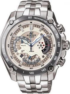 CASIO EDIFICE EF550 MENS STAINLESS STEEL CHRONOGRAPH WATCH WHITE DIAL