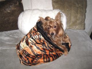 Tiger Black Faux Fur Snuggle Cuddle Blanket Dog Cat Pet Bed