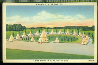 Wigwam Village No 2 Cave City Kentucky Vintage Unused Linen Postcard 