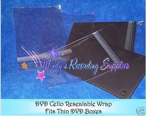 Resealable Slim DVD Cello Wrap Bags 50 PK for 7 mm Box
