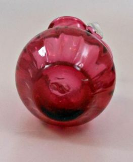 Pilgrim Cranberry Glass Paneled Optic Basket Applied Handle Made in 