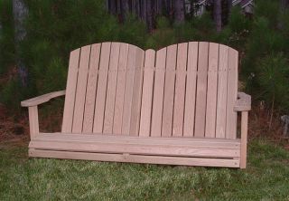 Amish 4 Oak Barrel Porch Swing Wood Outdoor Furniture