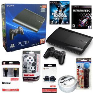   PS3 250GB SLIM SYSTEM GAME ACCESSORIES GAMING CONSOLE CECH 4001B PACK