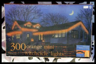   WITCHCICLE *ORANGE* box ICICLE 300 LIGHTS *new* 20 feet HALLOWEEN htf