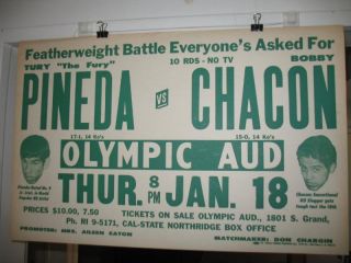 1973 Bobby Chacon vs Arturo Pineda Vintage Boxing Poster Olympic 