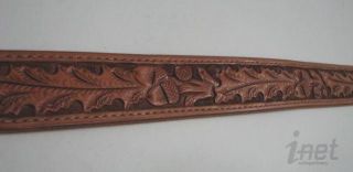 bob dellis chacon acorn hand tooled leather belt tan
