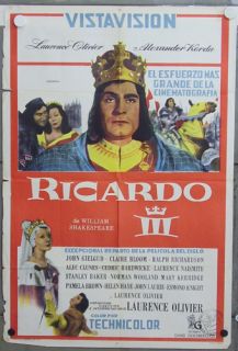 CH97 Richard III Laurence Olivier Orig 1sh Poster Argen