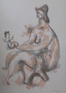 Chaim Gross Mother and Child Lithograph
