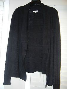 CASLON(S) BLACK OPEN FRONT LONG SLEEVE SWEATER *LARGE*