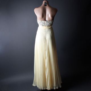 Empire Waist Champagne Rhinestone Formal Prom Gown Cocktail Maxi Dress 