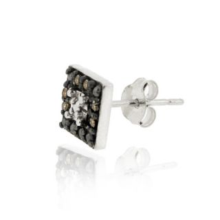 925 Silver 13ct Champagne Diamond Square Stud Earrings