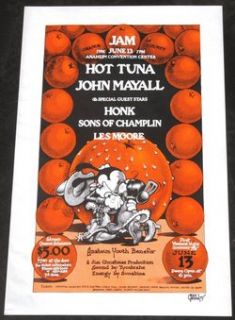 John Mayall Hot Tuna Sons of Champlin 1975 Rick Griffin Concert Poster 