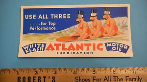Atlantic Motor Oil Ink Blotter White Flash Vintage Item