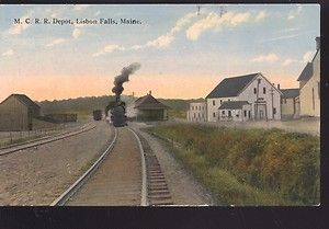 Lisbon Falls Maine Central Railroad Depot Train Station Antique 