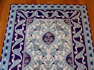 48x32 Turkish Iznik Floral Ceramic Tile Set Panel Mural