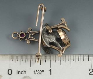 ANTIQUE 14K GOLD RUBY DIAMOND ANHEUSER BUSCH BREWMASTERS PIN