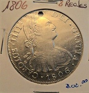 Silver Coin 8 Reales of Charles IV, Mexico City (Mexico) 1806