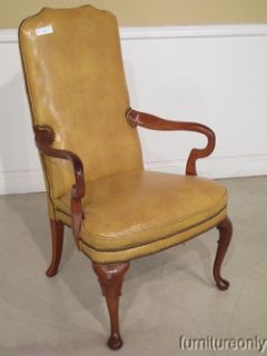 F20844 Hickory Chair Yellow Leather Gooseneck Arm Chair
