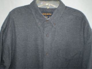 Mens Woolrich Gray Cotton Chamois Flannel Shirt Warm XL
