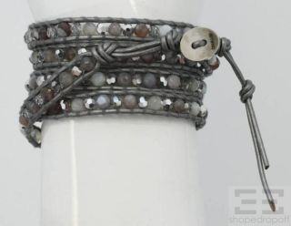 Chan Luu Sterling Silver Leather and Bead 5 Wrap Bracelet