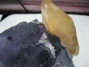   Fluorite Cubes with Golden Calcite crystals from Cave in Rock Illinois