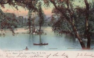 Vintage Undivided Postcard of Upper Lake, Central Park, New York 