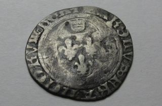France 1422 1461 Silver Coin   Charles VII the Victorious Blanc a la 